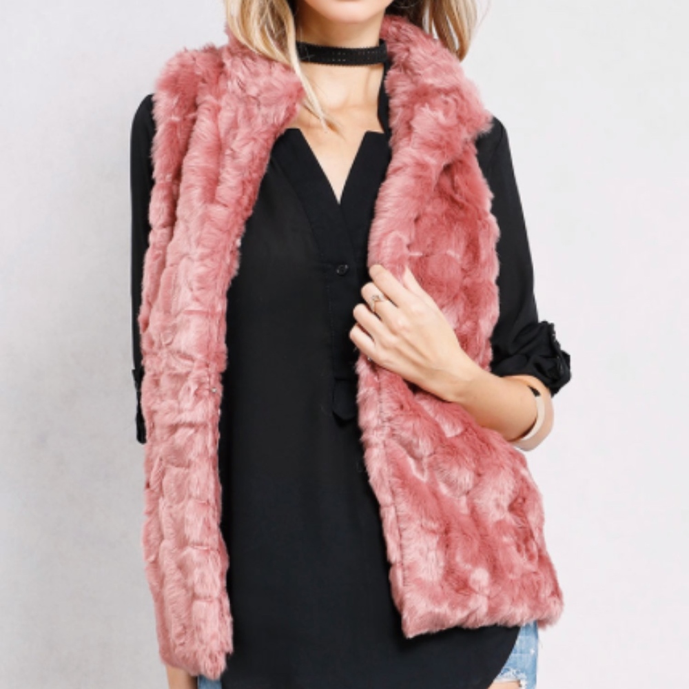 Soft Faux Fur Pink Vest